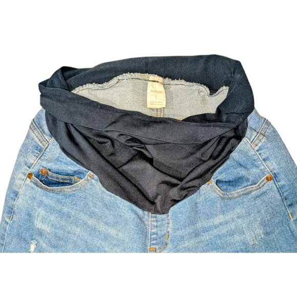 HOFISH Over the Belly Maternity Shorts Size L โ Comfy Stretch Cotton with Pocket - Picture 3 of 8